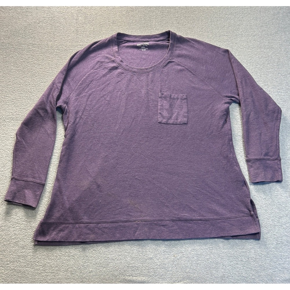 Rustic Ridge Waffle Knit Thermal Long Sleeve Womens XXL Purple Pocket Soft Top